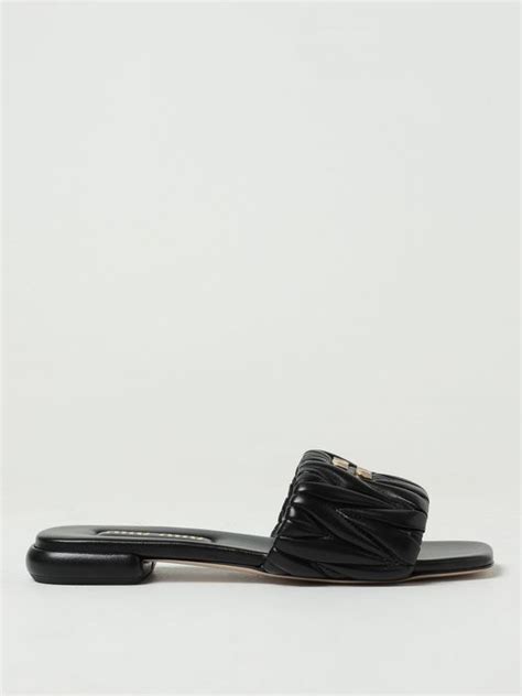 sandales plates claquettes miu miu|Miu Miu Flat sandals for Women .